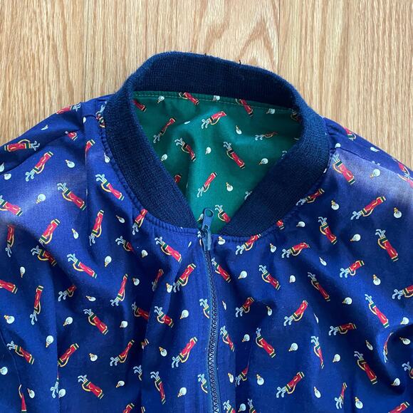 Vera Bradley Vintage Reversible Blue Green Golf Bomber Jacket Womens Large - Picture 5 of 16